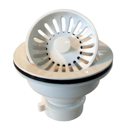 WESTBRASS Push/Pull Style Large Kitchen Basket Strainer in Powdercoated White D2143P-50